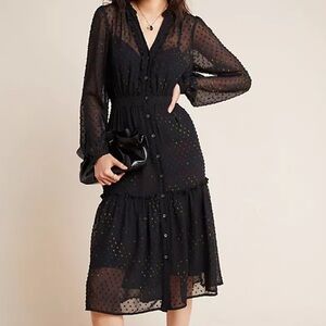 Anthropologie Audrey Clip Dot Shirtdress size: 2